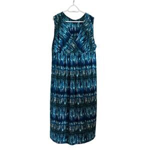 Avenue Sleeveless Maxi Dress – Size 22/24 – Blue Abstract Print